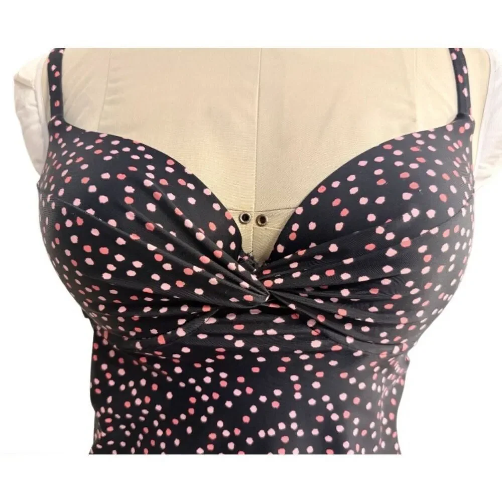 Maidenform Swim Ladies Polka Dot Tankini Bathing Suit Top 36D